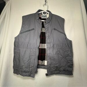 Outdoor Exchange Men's Gray Quilted Vest Size Large Camping‎ Plaid Layering VTG